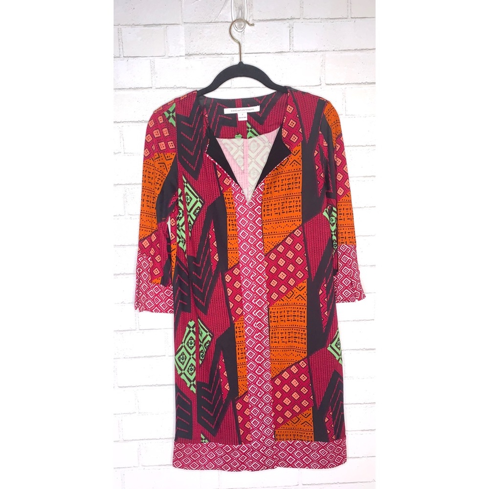 DIANE VON FURSTENBERG DVF Tribal Print Dress 2 - Picture 3 of 9